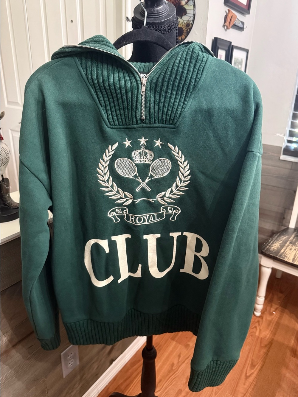 Tennis club Fashion Nova Green Zip-Up Club Pullover